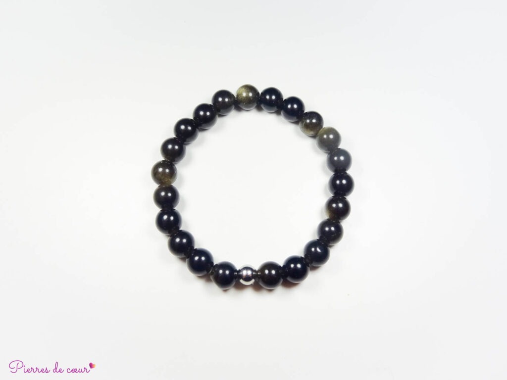 Bracelet en Obsidienne dorée