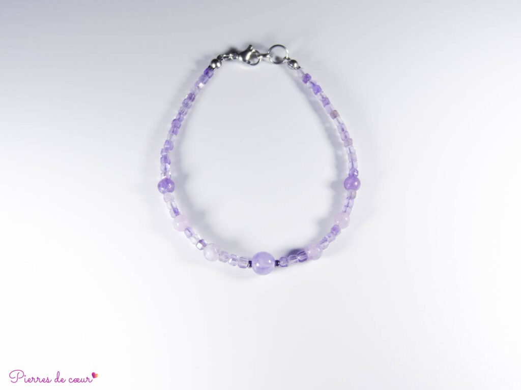 Bracelet en Améthyste et Lépidolite