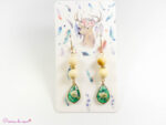 Boucles d'oreilles en Jaspe mokaïte et fleurs séchées