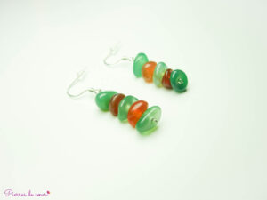 Boucles d’oreilles en Aventurine verte et Cornaline