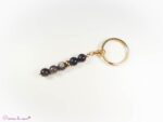 Porte-clés en Obsidienne argentée