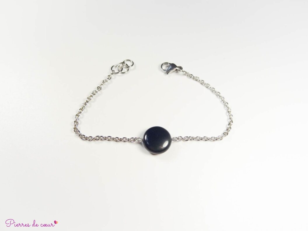 Bracelet chaîne en Obsidienne œil céleste