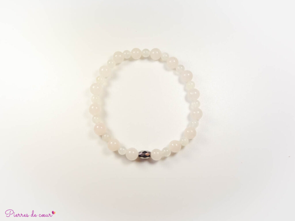 Bracelet Pierre de lune et Quartz rose