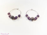 Boucles d'oreilles créoles en Lépidolite et Larkivite