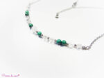 Collier en Cristal de roche et Malachite