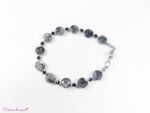 Bracelet en Spinelle noire et Larvikite