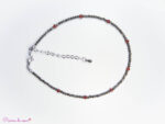 Bracelet de cheville en Obsidienne noire et Grenat