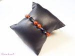 Bracelet en Jaspe rouge et Obsidienne noire