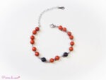 Bracelet en Jaspe rouge et Obsidienne noire
