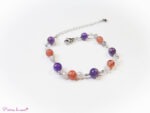 bracelet en améthyste, labradorite et quartz fraise